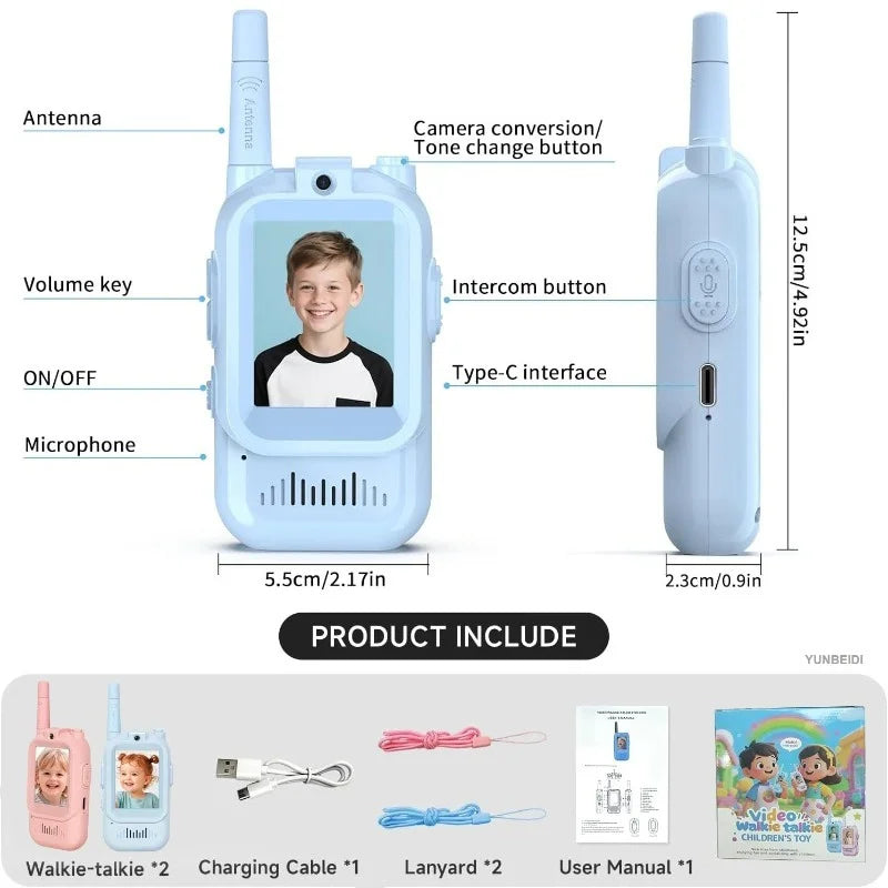 2PCS Kids Video Walkie Talkies USB Charging Indoor and Outdoor High