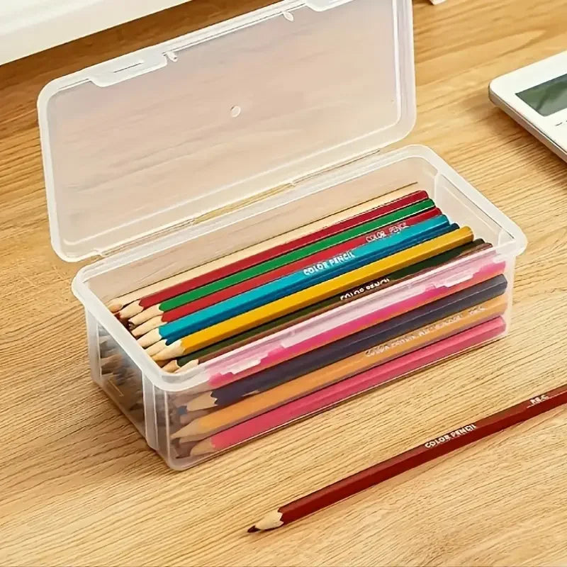 4 large transparent PP storage boxes with lids, used for storing