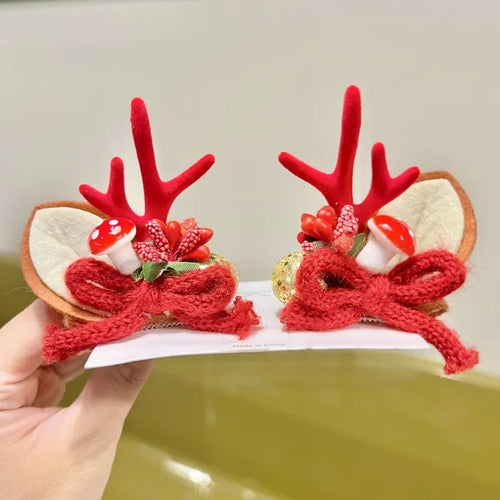Christmas Antler Hair Clips Pendants Xmas Ornaments Merry Christmas