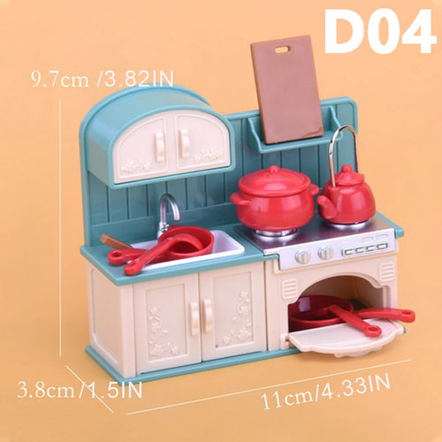 1:12 Miniature Furniture Forest Family Kitchen Toy Dining Table