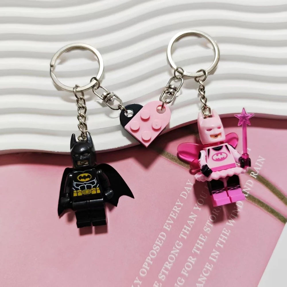 2pcs Beautiful Handmade 3D Bat Couple Keychain Fairy Figure Pendant