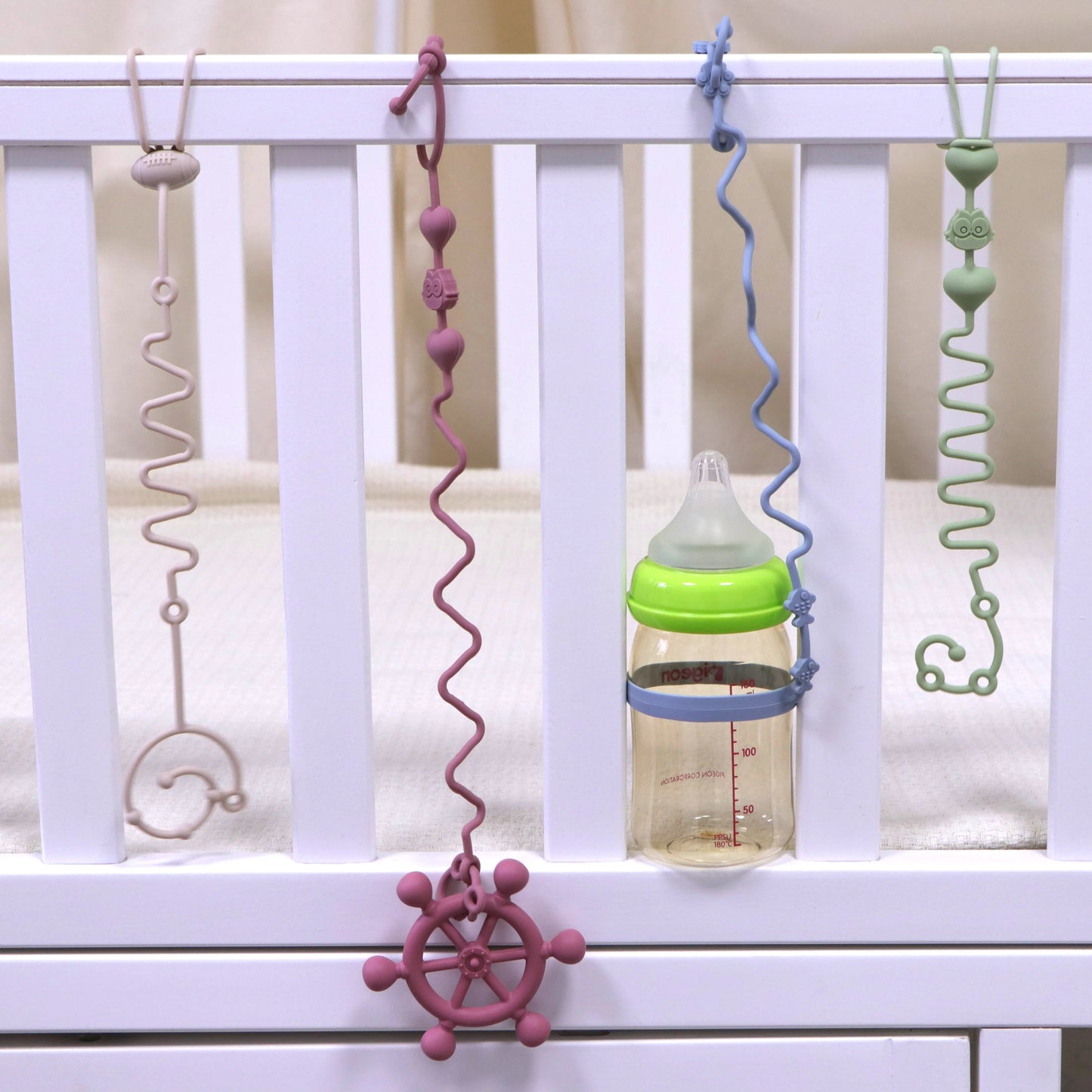 4pcs Adjustable Silicone Pacifier Chain, Teether Toys, Suitable for