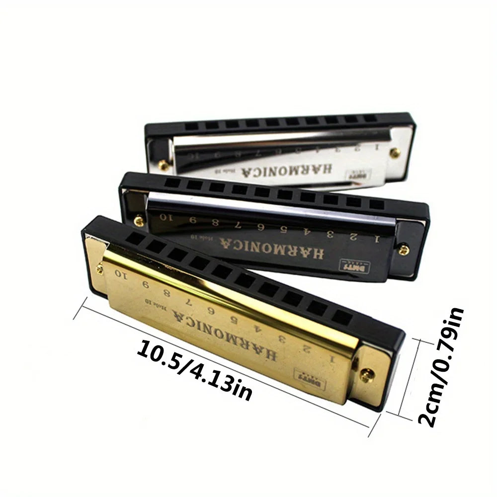 Ten-hole Chromatic Chromatic Metal Harmonica Beginners Wind Instrument
