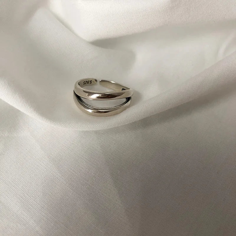 925 Sterling Silver Finger Rings New Fashion Creative Cross Hollow