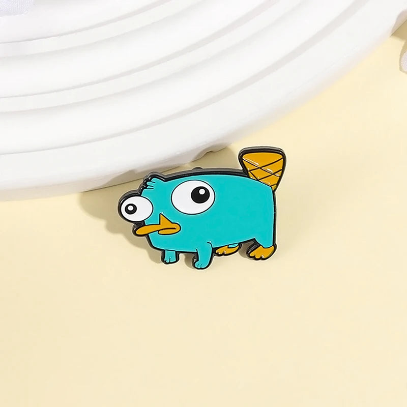 Perry The Platypus Brooch Enamel Pins Cartoon Anime Duck Role Metal