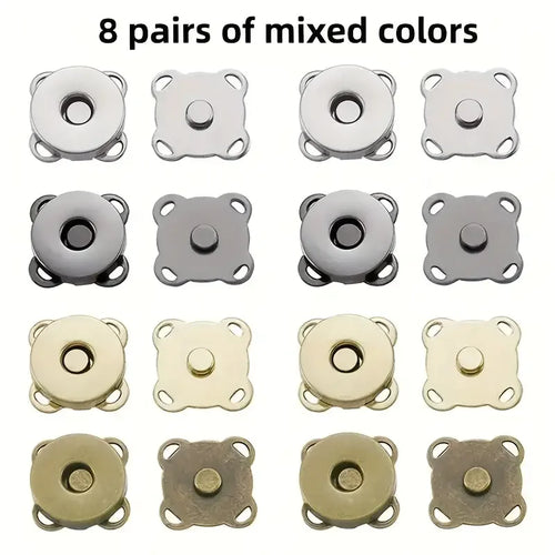 5/8sets Square Magnetic Snap Fasteners Clasps Button Handbag Purse