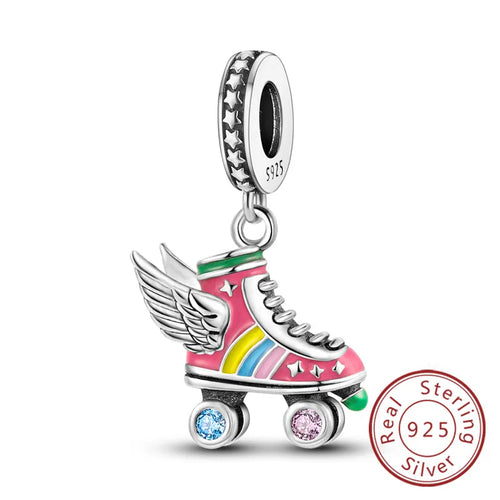Fit Original 925 Sterling Silver Charms Beads Bow Perfume Bottle Pink