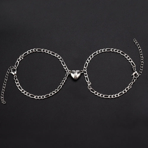 2Pcs/set Magnet Couple Bracelets Heart Attraction Bracelet Stainless