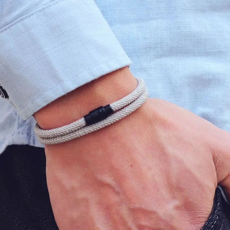 New Minimalist Men Rope Bracelet Double Layer Survival Braclet Homme