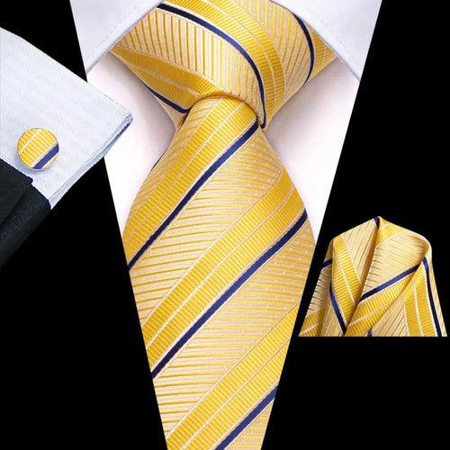 Black Red Striped Silk Wedding Tie For Men Handky Cufflink Gift Men
