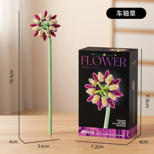 Simulation Building Blocks Flowers Eternal Bouquet Micro Brick Rose
