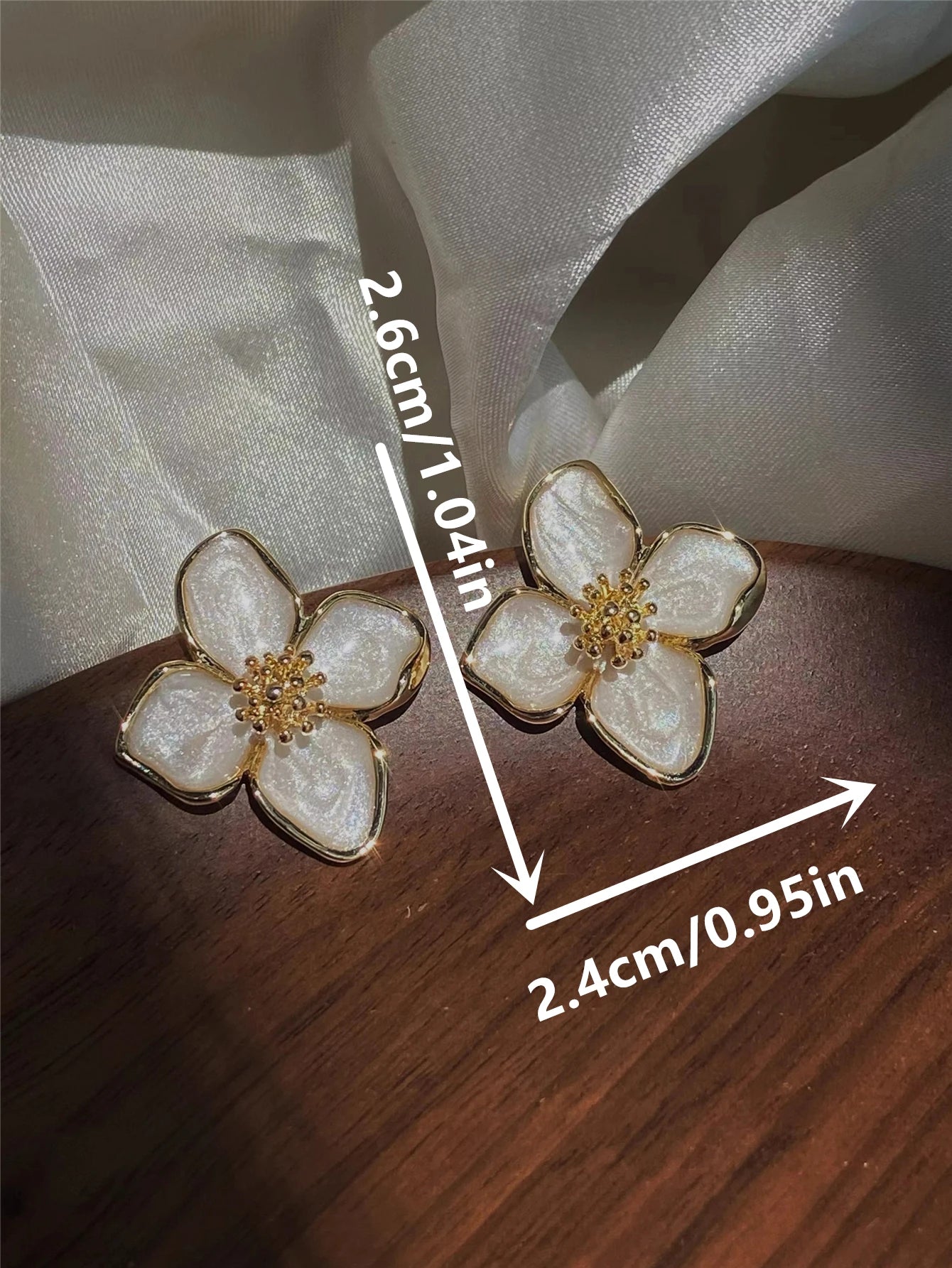 Hibiscus Dropped Glaze Flower Stud Earrings for Women Girl French Ins