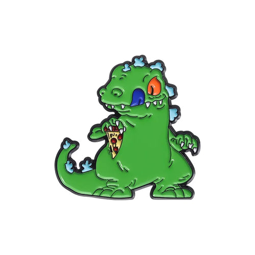 Cartoon Green Reptar Dinosaur Enamel Pin Nostalgia Animation Movies