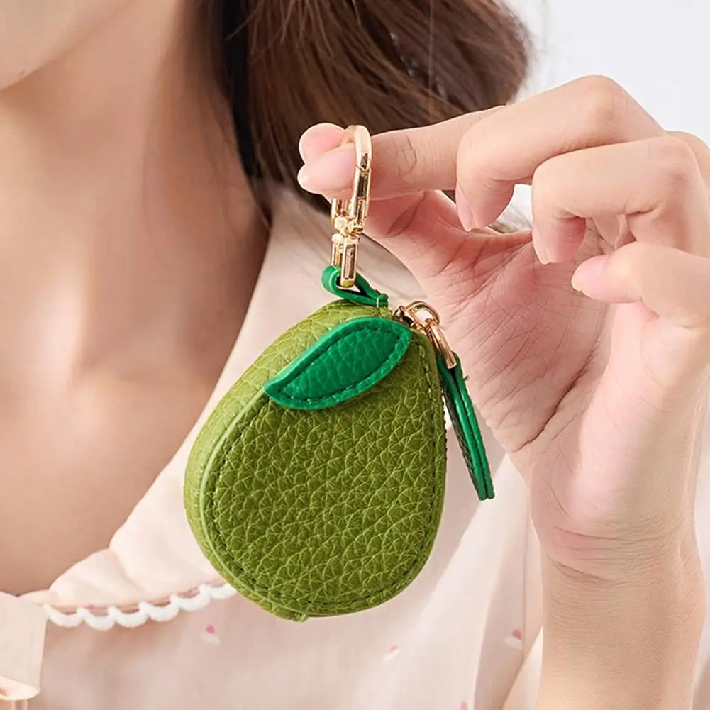 Cute Fruit Shape Leather Coin Purse Mini Zipper Earphone Bag Keychain