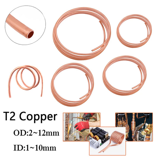 1Meter T2 Copper Soft Copper Tube Coil OD 2~12mm ID 1~10mm 99.9%Pure