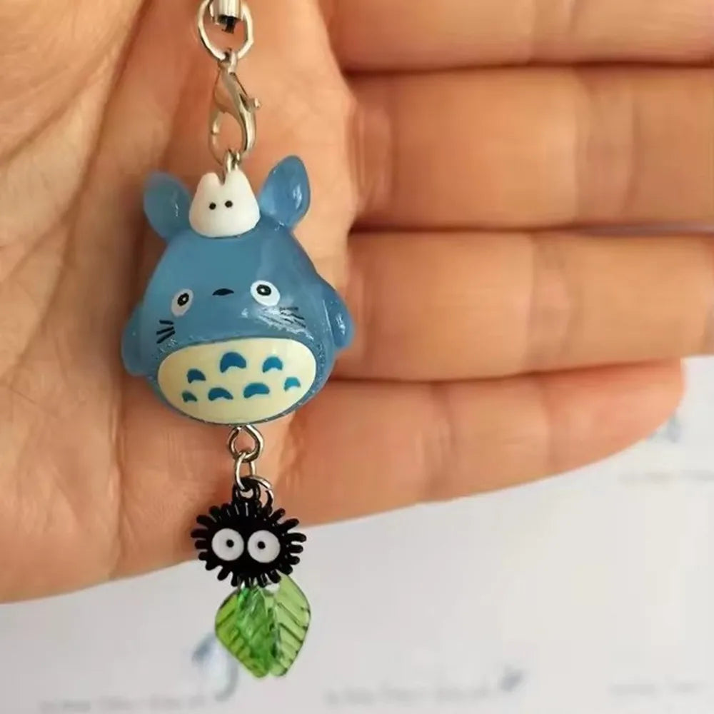 Kawaii Blue Animal Totoro Phone Charm Soot Sprite Keychain Woodland