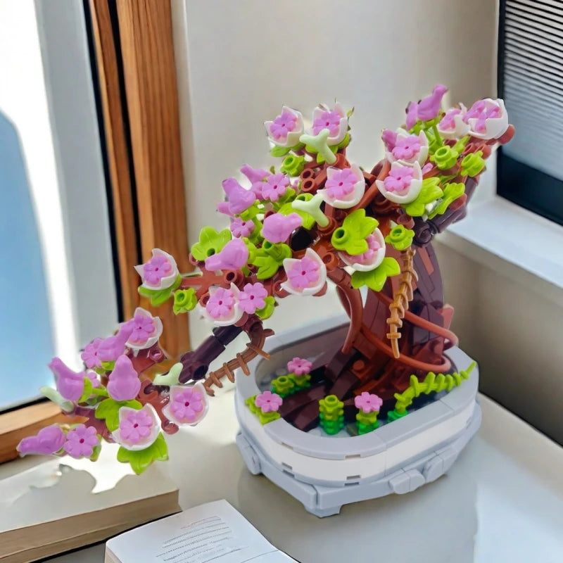 462PCS Bonsai Building Block Flower Creative Plant Cherry Blossom Tree