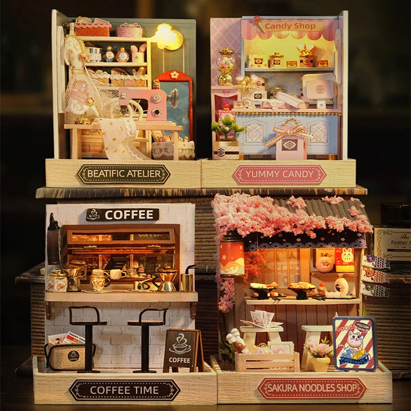 Mini Miniature Dollhouse DIY Small House Kit Making Room Toys Home