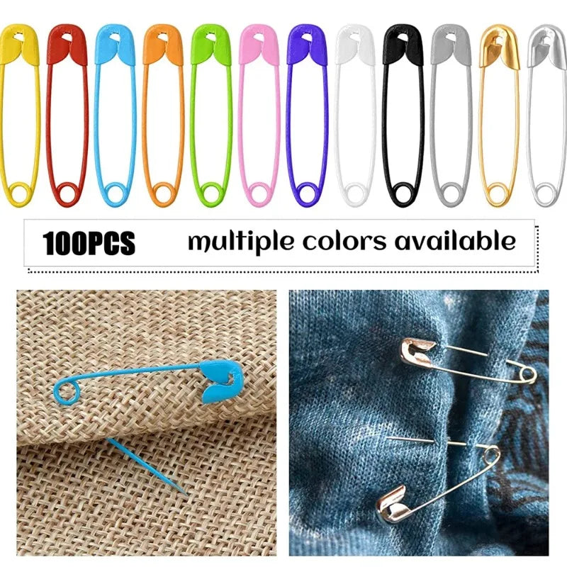 120Pcs Safety Pins Colored Metal Safety Pins with Storage Box Small