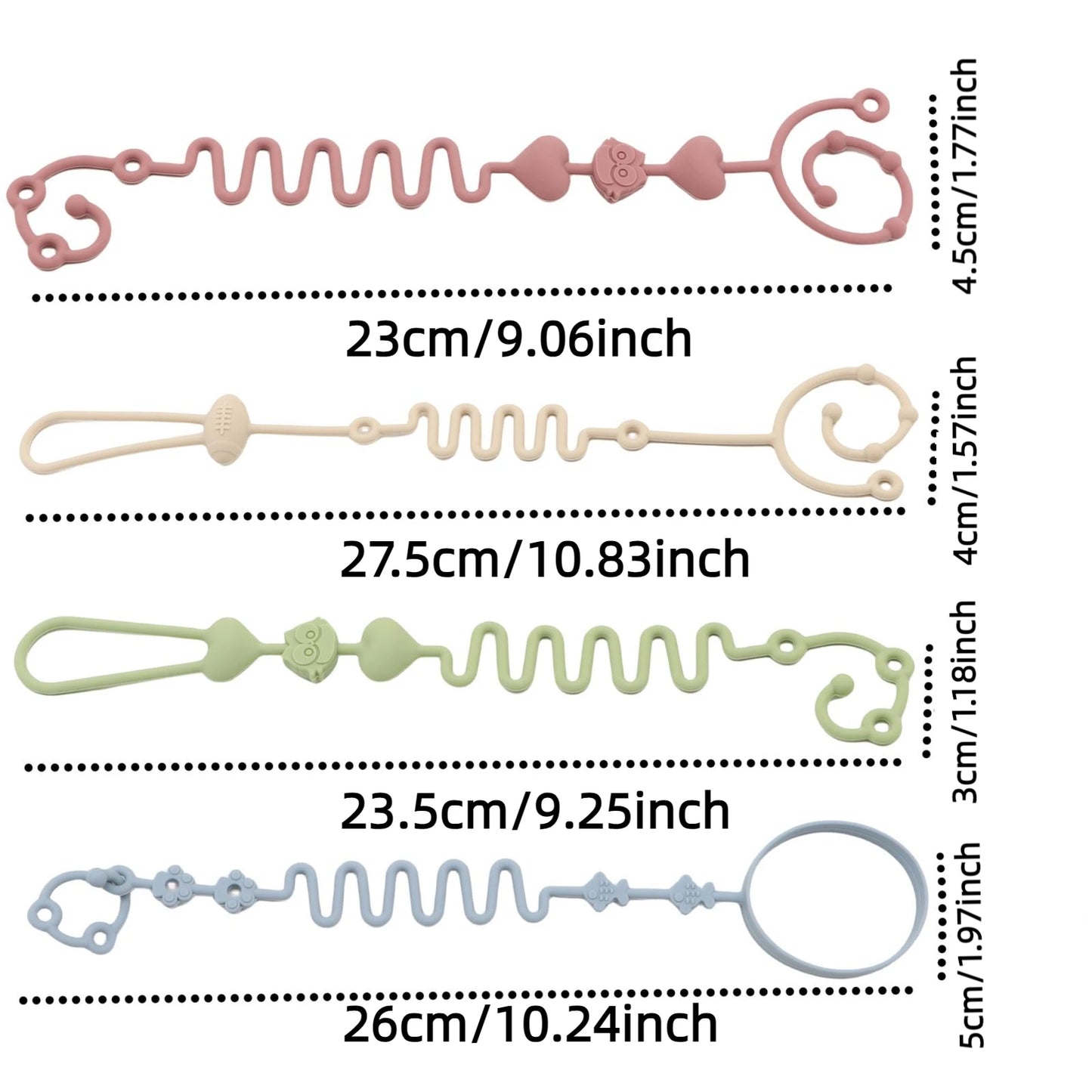4pcs Adjustable Silicone Pacifier Chain, Teether Toys, Suitable for