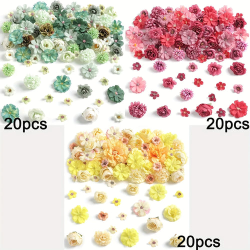 60Pcs Artificial Flowers Head Silk Rose Fake Flowers Home Decor Party