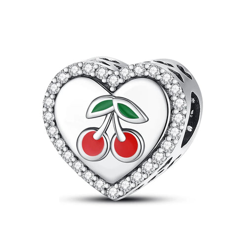 New 925 Silver Color Strawberry Cherry Fruit Series Charms Beads Fit