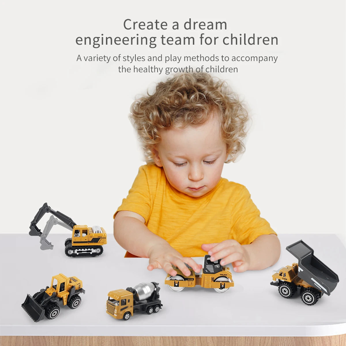 6pcs/set Alloy Engineering Truck Toy Car Classic Construction Model