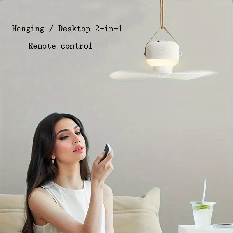Portable wireless mini ceiling fan light USB fan with remote control,