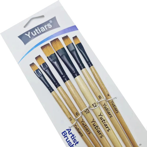 Yutiars Professional Artist Paint Brush Set - 6 PCS, Nylon Bristles