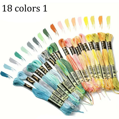 18 Colors Embroidery Thread Cotton Sewing Skeins Craft Cross Stitch