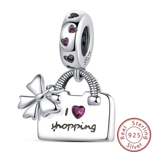 Fit Original 925 Sterling Silver Charms Beads Bow Perfume Bottle Pink