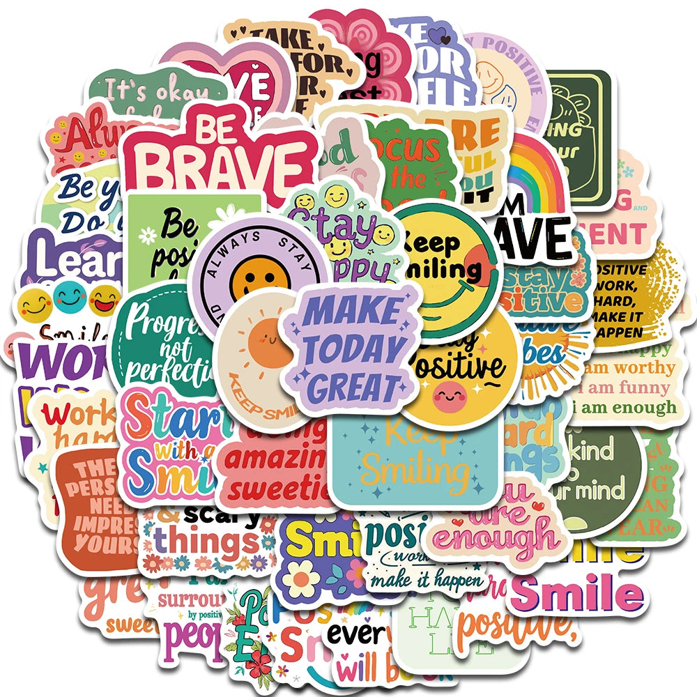 50PCS Positive Affirmation Stickers Kawaii Harajuku Skateboard