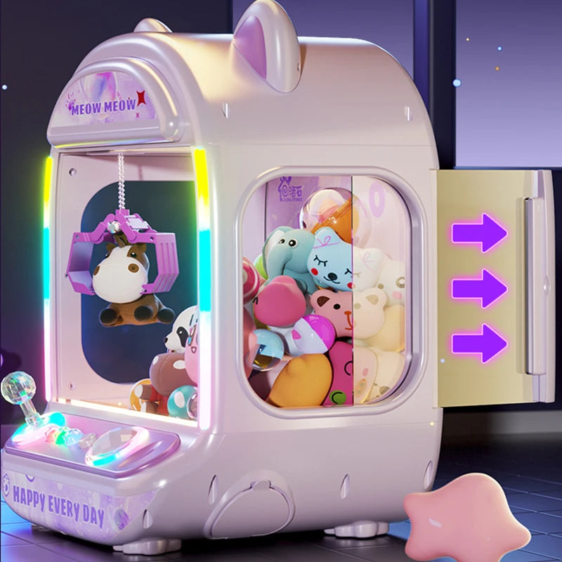 DIY Automatic Doll Machine Kids Coin Operated Play Game Mini Claw