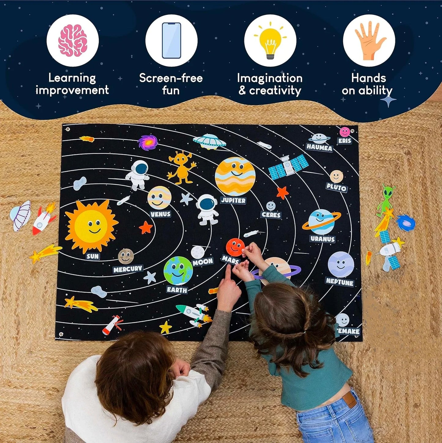 Montessori Toy Solar System Felt Story Busy Board Set for Toddlers