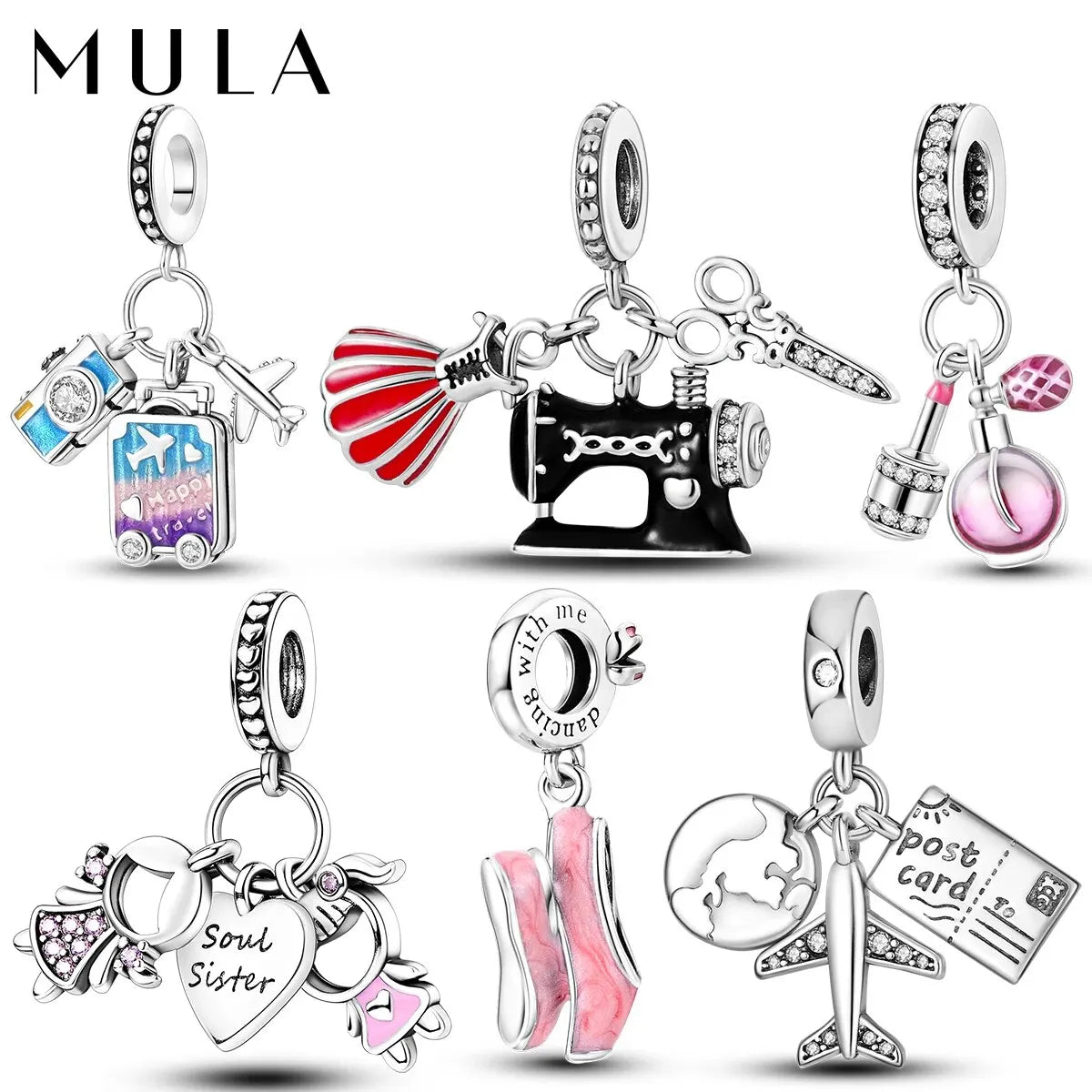 MULA 1PC Silver Plated Dangle Charms Fit Original Snake Chain Charm