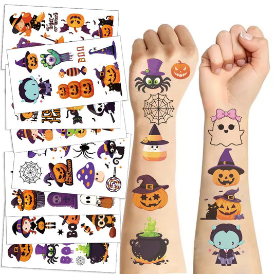 10 Sheets Halloween Pumpkins Tattoo Sticker Temporary Fake Tattoo Arm