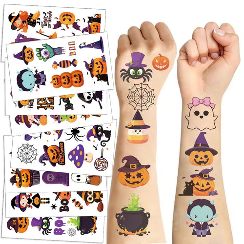 10 Sheets Halloween Pumpkins Tattoo Sticker Temporary Fake Tattoo Arm