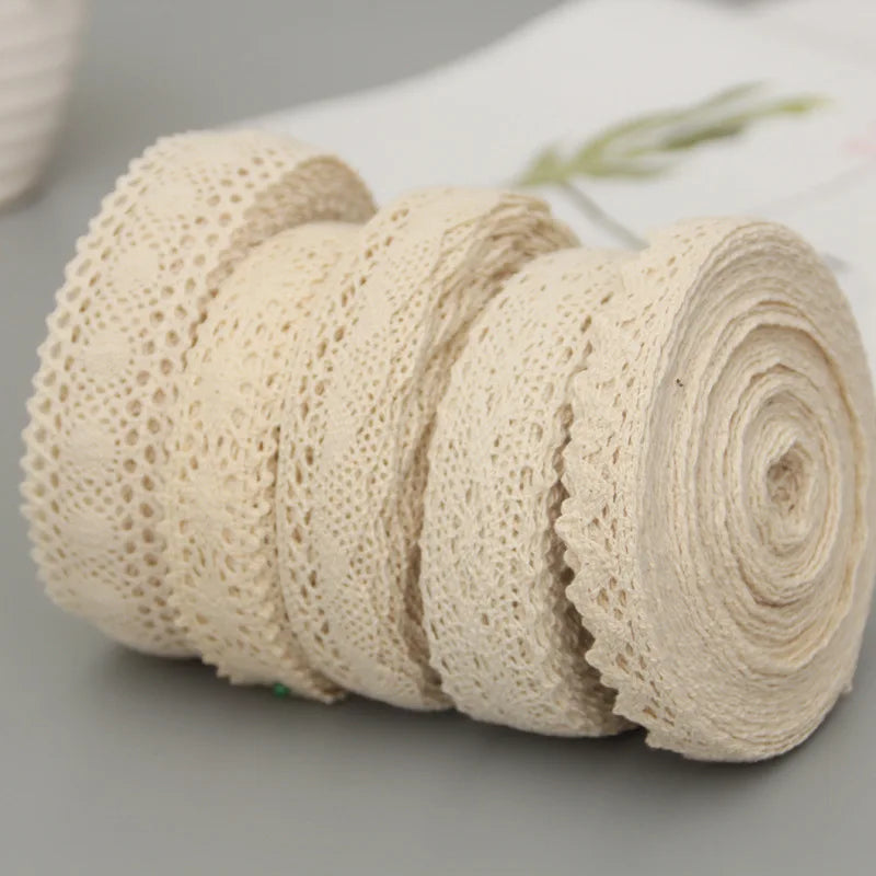 5Yards Cotton Lace Trim Ribbon Beige Sewing Trim Lace Ribbon Crochet