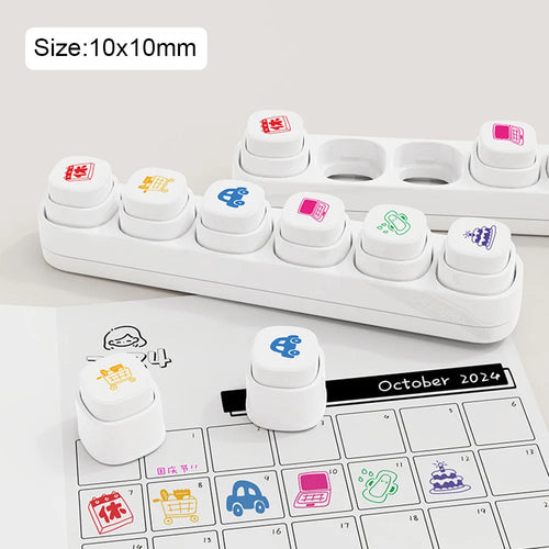 Cartoon Stamp Stickers Kit 6 Designs - Scrapbooking Journal