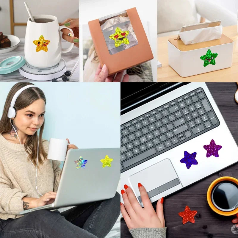 500/1000PCs Colorful Star Adhesive Stickers Kawaii Animal Scrapbook