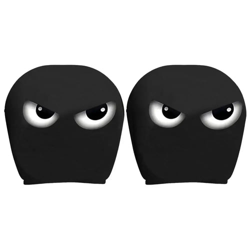 2PCS Cute Big-Eyed Cartoon Car Headrest Covers Universal Fit for Cars