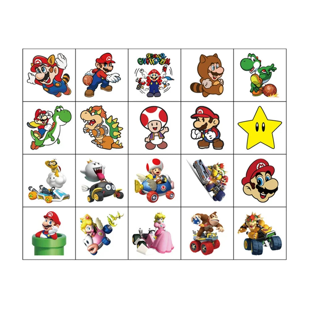 20Pcs/set Super Mario Bros Temporary Tattoo Stickers Kawaii Luigi