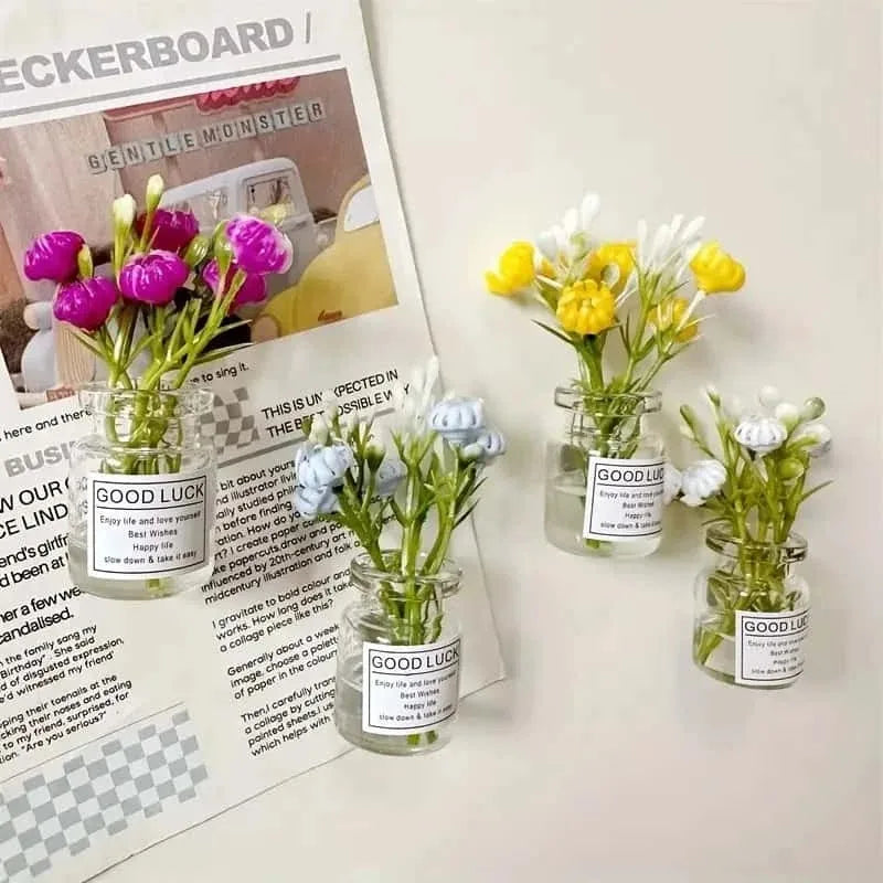 8pcs Mini Small Vase Magnets Cute Mini Refrigerator Magnets 3D Vase