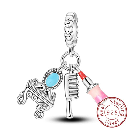 Fit Original 925 Sterling Silver Charms Beads Bow Perfume Bottle Pink