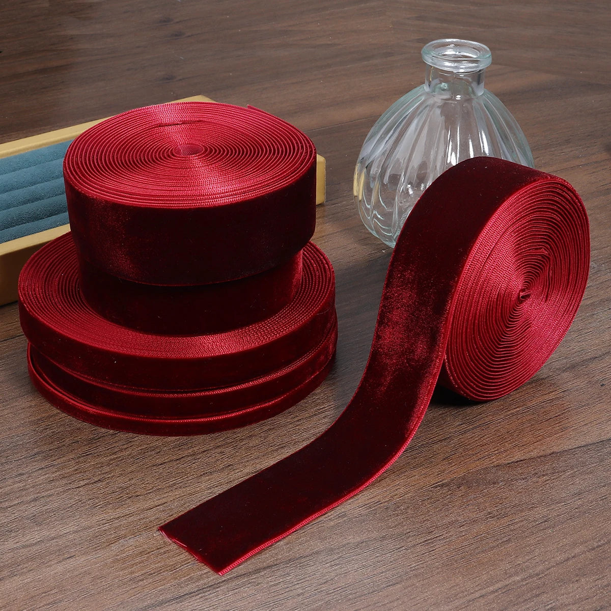 5-10yards/roll Velvet Ribbons Black Wine Red Color Single Face