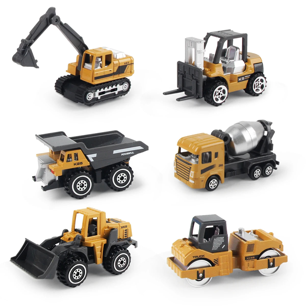 6pcs/set Alloy Engineering Truck Toy Car Classic Construction Model