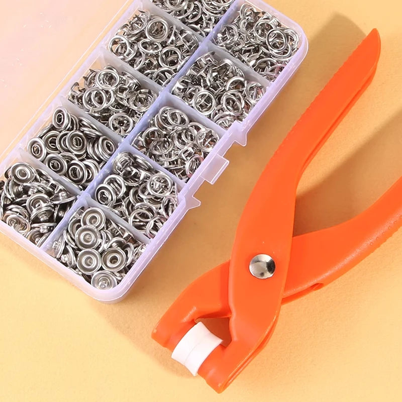 Snap Button Kit With Hand Pressure Pliers 50pcs 100pcs Snaps , Metal