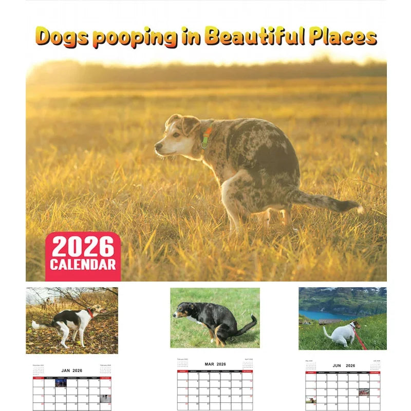 2026 Pooping Dog Calendar-Year Monthly Planner & Agenda Schedule
