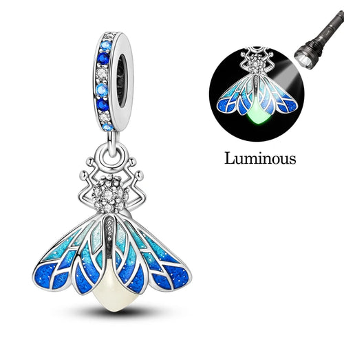 Fit Original 925 Sterling Silver Charms Beads Luminous Firefly Charms