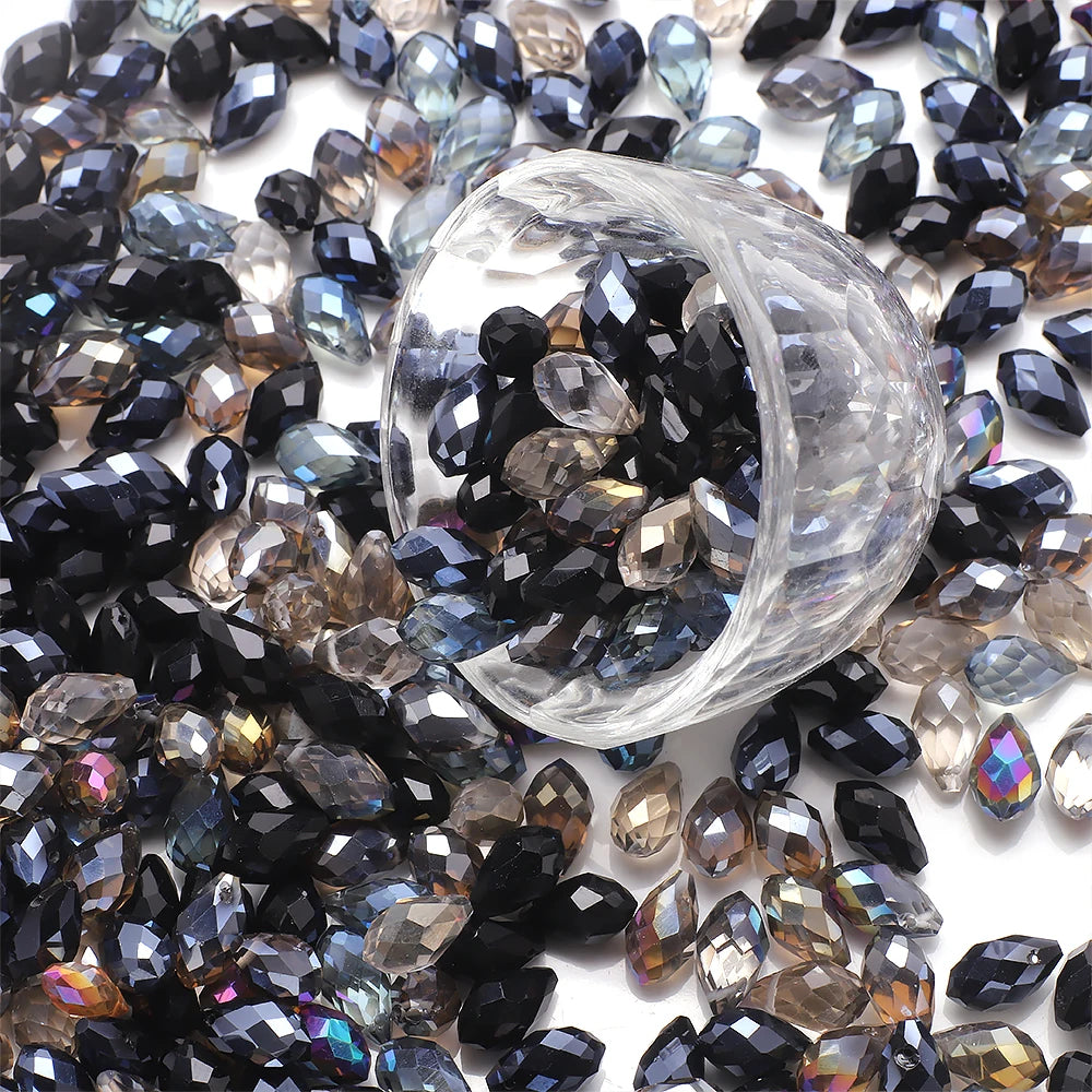 30Pcs/Lot Green Crystal Glass Faceted Teardrop Loose Beads Crafts